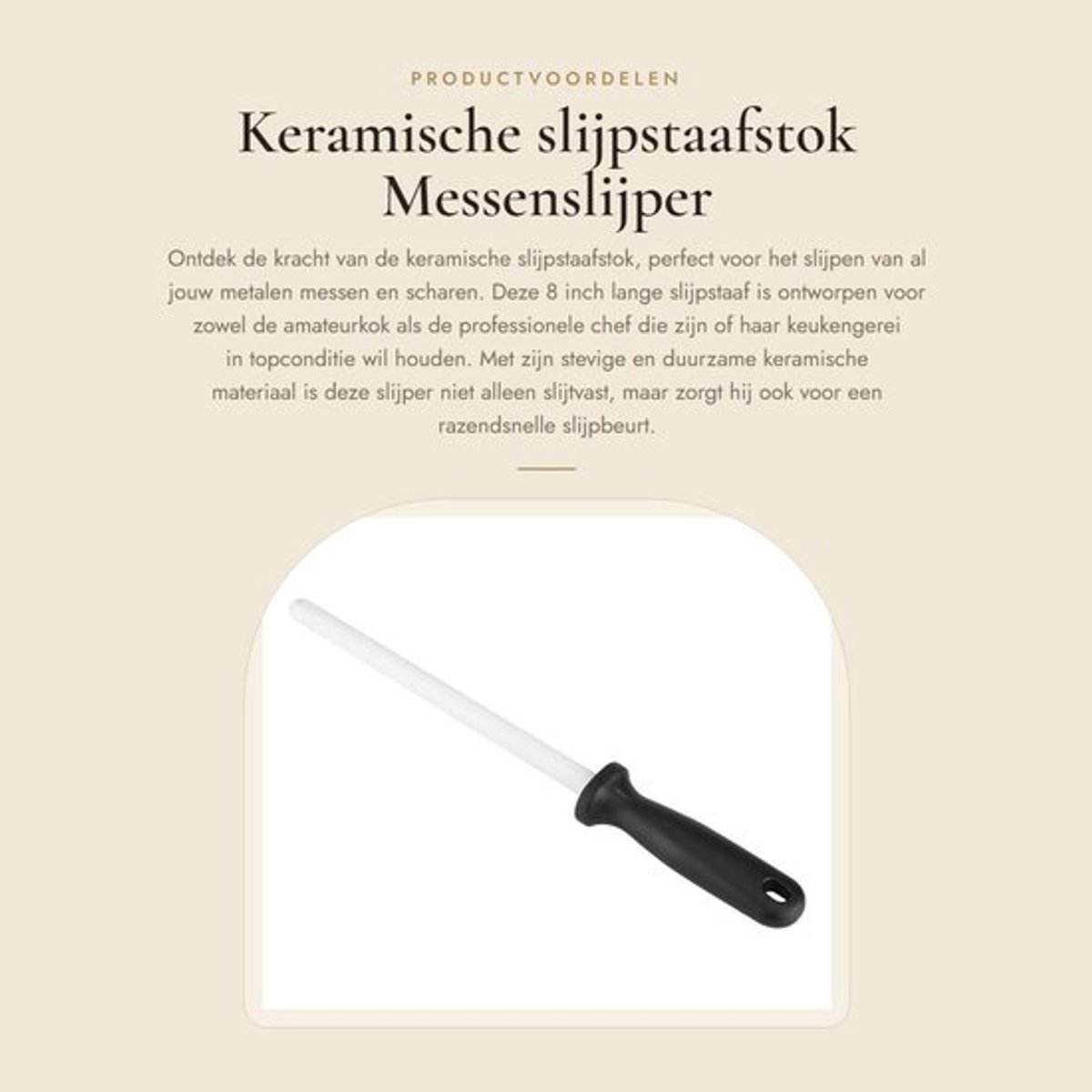Slijpstaaf Keramisch - Slijpsteen voor Messen - Multifunctioneel - Duurzaam - 8 Inch - Stabiele Handgreep