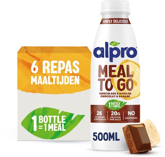 Alpro Meal To Go - Plantaardige drank - Maaltijd voor onderweg - Banaan Chocolade - 6 x 50cl