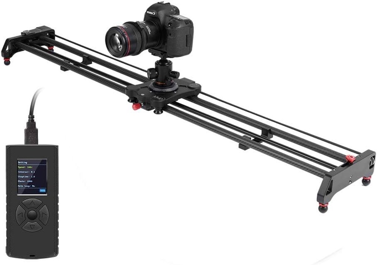 Motorized Camera Slide van 120 cm voor Video-opnames, Time Lapse Fotografie en Tracking Beweging met DSLR Camera's