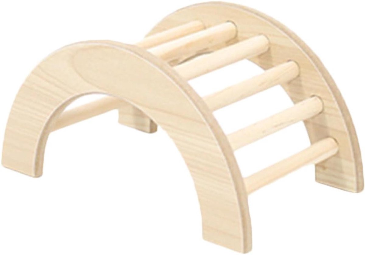 Houten Klimbrug Speelgoed - Huisdier Platform - Kooiverrijking Dieren - Natuurlijk Hout Materiaal - 100 Gram - Niet gespecificeerd