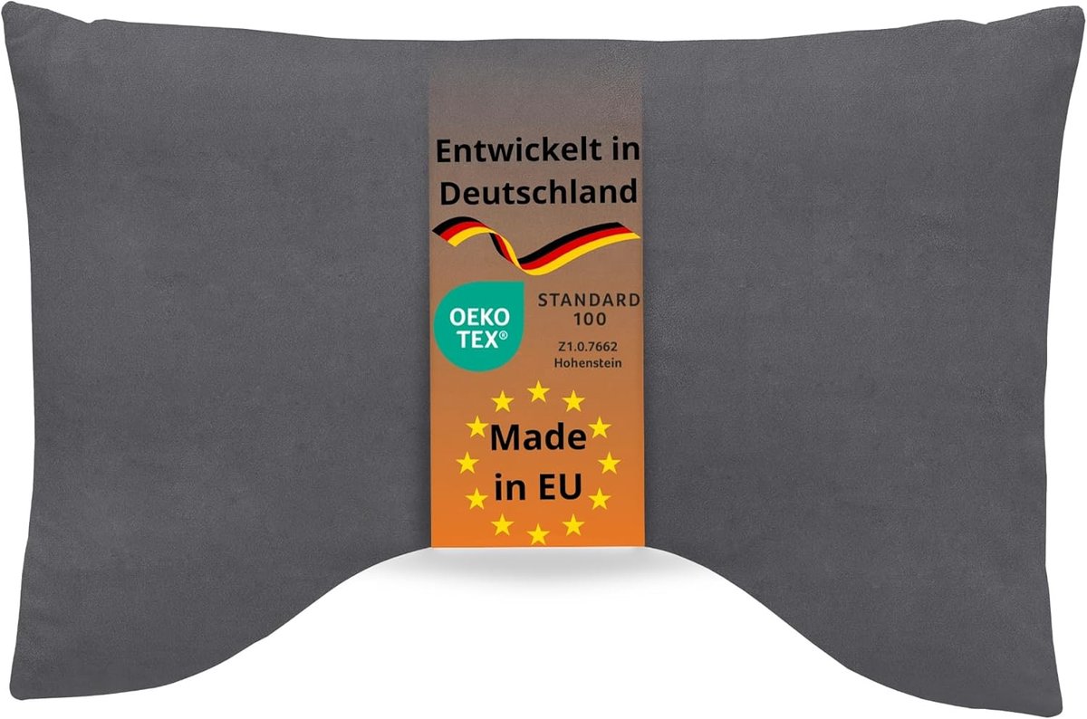 Hoofdkussen 40x60 cm - visco-elastisch kussen - traagschuim - slaapkussen - ergonomisch neksteunkussen 40x60cm - nekkussen - viscokussen - gemaakt in - Oeko-Tex - wasbaar tot 40 graden - grijs