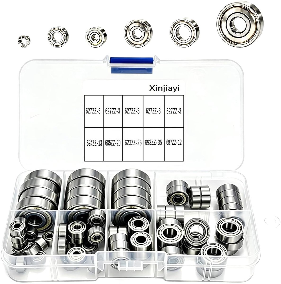 Set van 120 metalen dubbele kogellagers in 6 maten voor raamwielen, deurwielen en kofferwielen - Groefkogellagers voor optimale prestaties en duurzaamheid
