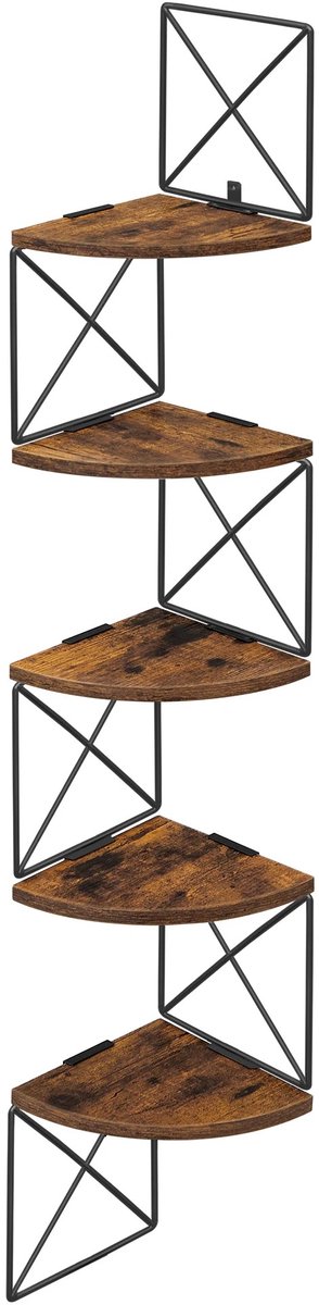 uJOY Wandkast - Stijlvol zigzagdesign - 5 praktische niveaus - Ruimtebesparend hoekmodel - Compact ontwerp - Eenvoudige montage