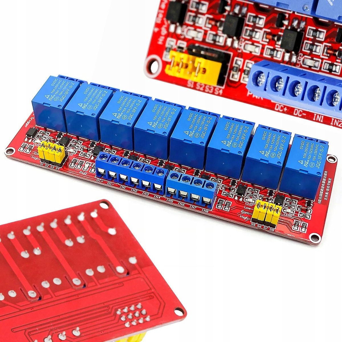 Rosfix 8-Kanaals Relaismodule 5V - 10A Per Kanaal H/L Sturing - Beschermdiodes en Optocouplers - Geschikt voor Arduino