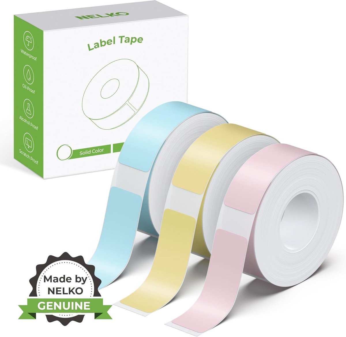 Labelmaker - Geel/Blauw/Roze - 14 x 40 mm - Gelamineerde Labelmaker Tape - Voor Kantoor en Thuisgebruik