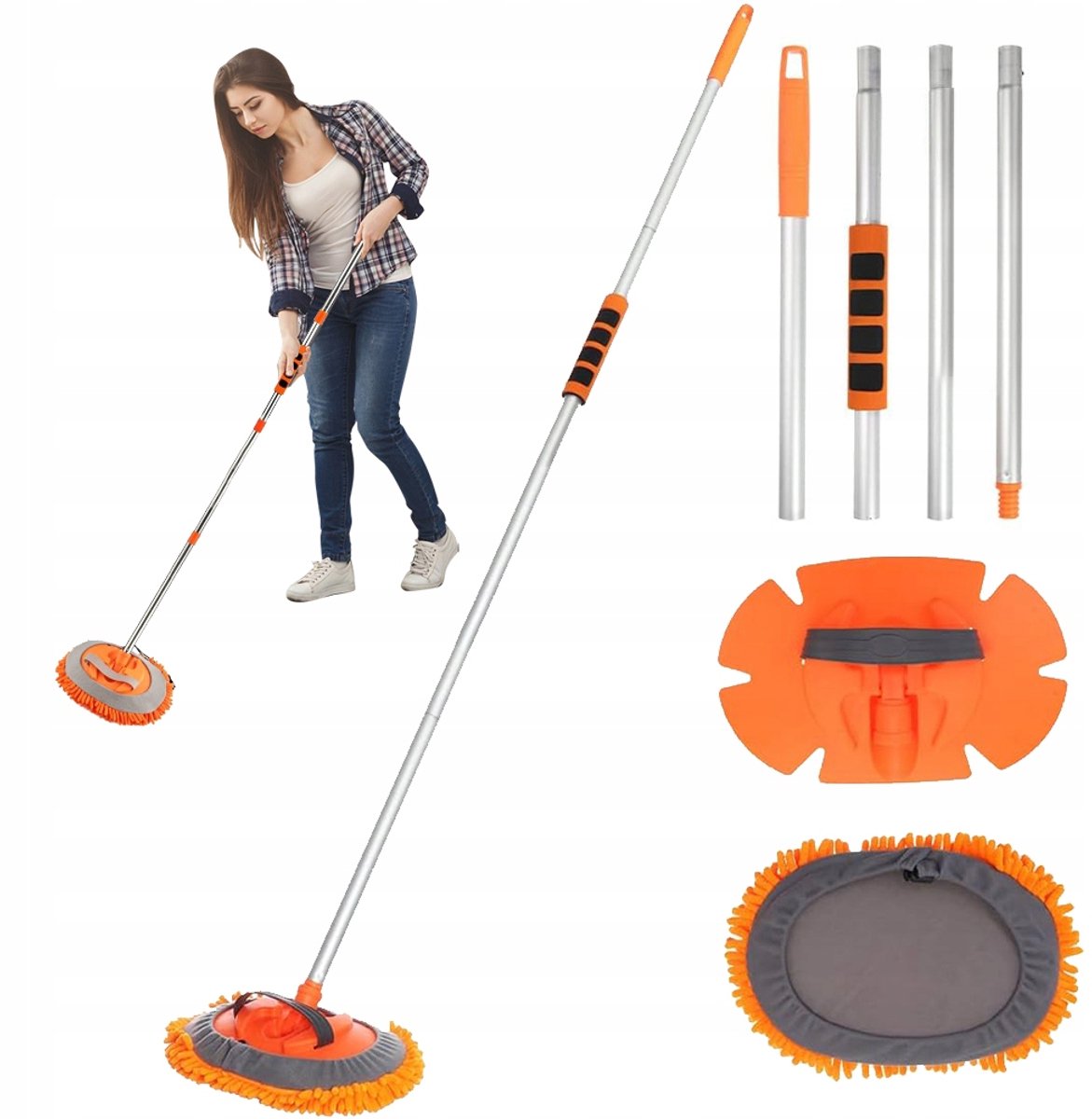 Telescopische Autowasborstel 157cm - Microvezel Mop