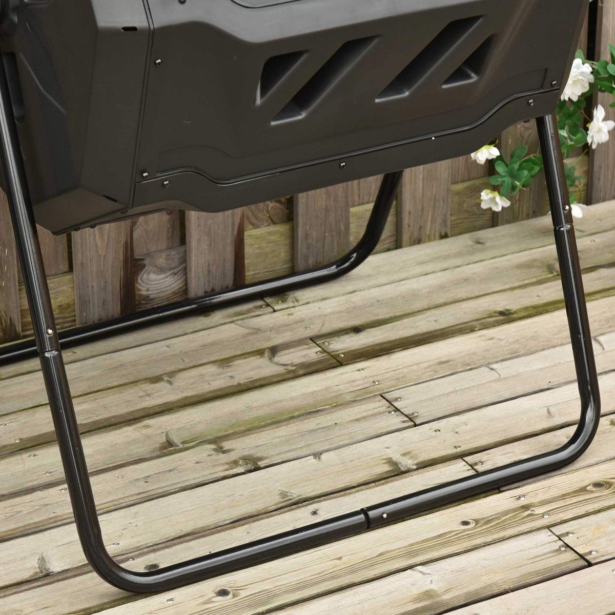 COVREO Trommelcomposter 160L 71x65x96 cm zwart, kunststof en staal, 2 kamers