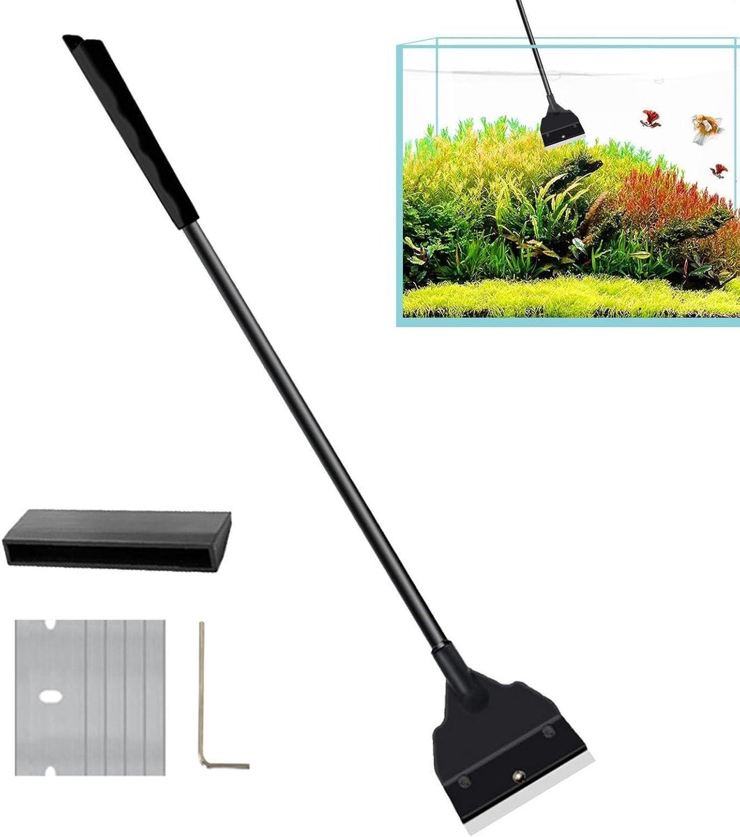 Aquarium Bodemreiniger - Algenkrabber Onderhoudsgereedschap - Aquarium Onderhoud - Verwisselbare Mesjes - 55 cm - Zwart