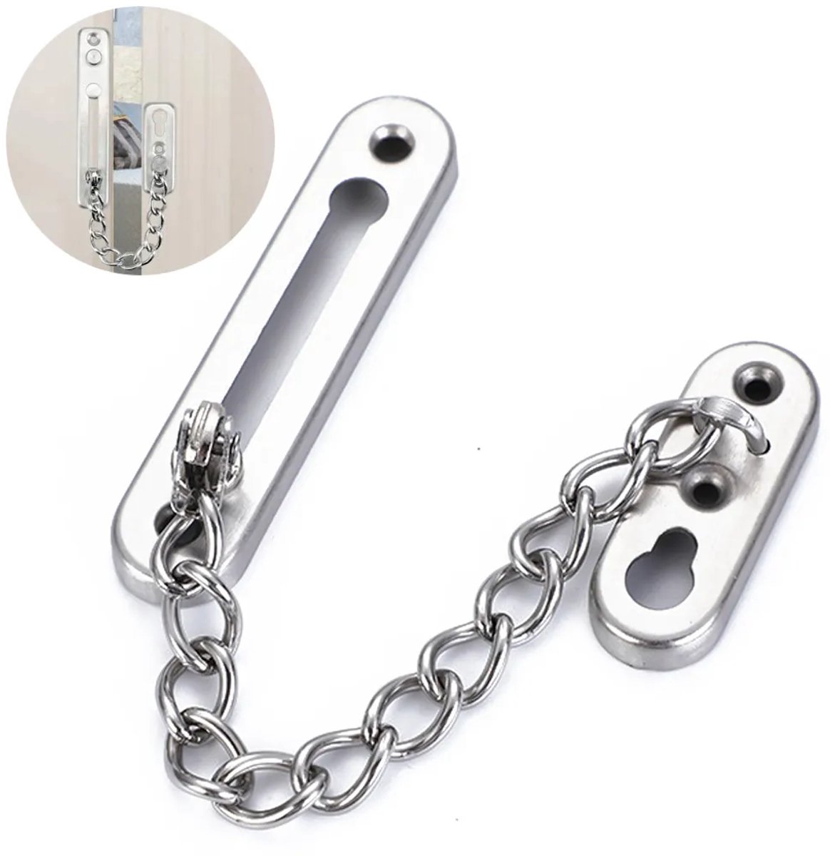 Deur, veiligheidsketting, betrouwbaar, kettingslot, geborsteld, deurketting, roestvrij staal, deurslot, Geschikt voorkant, ketting, binnendeur, krasbestendig, Geschikt voor schroeven, Geschikt voor hotels, woningen, binnendeuren, deuren, ramen