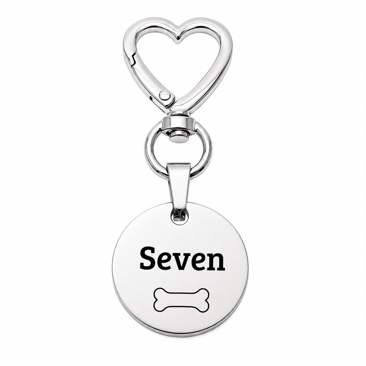 Hondenpenning RVS | Zilver | Penning Rond met Bevestigingshart | Ronde Hondenpenning | Penning inclusief Graveren | Petshop Seven