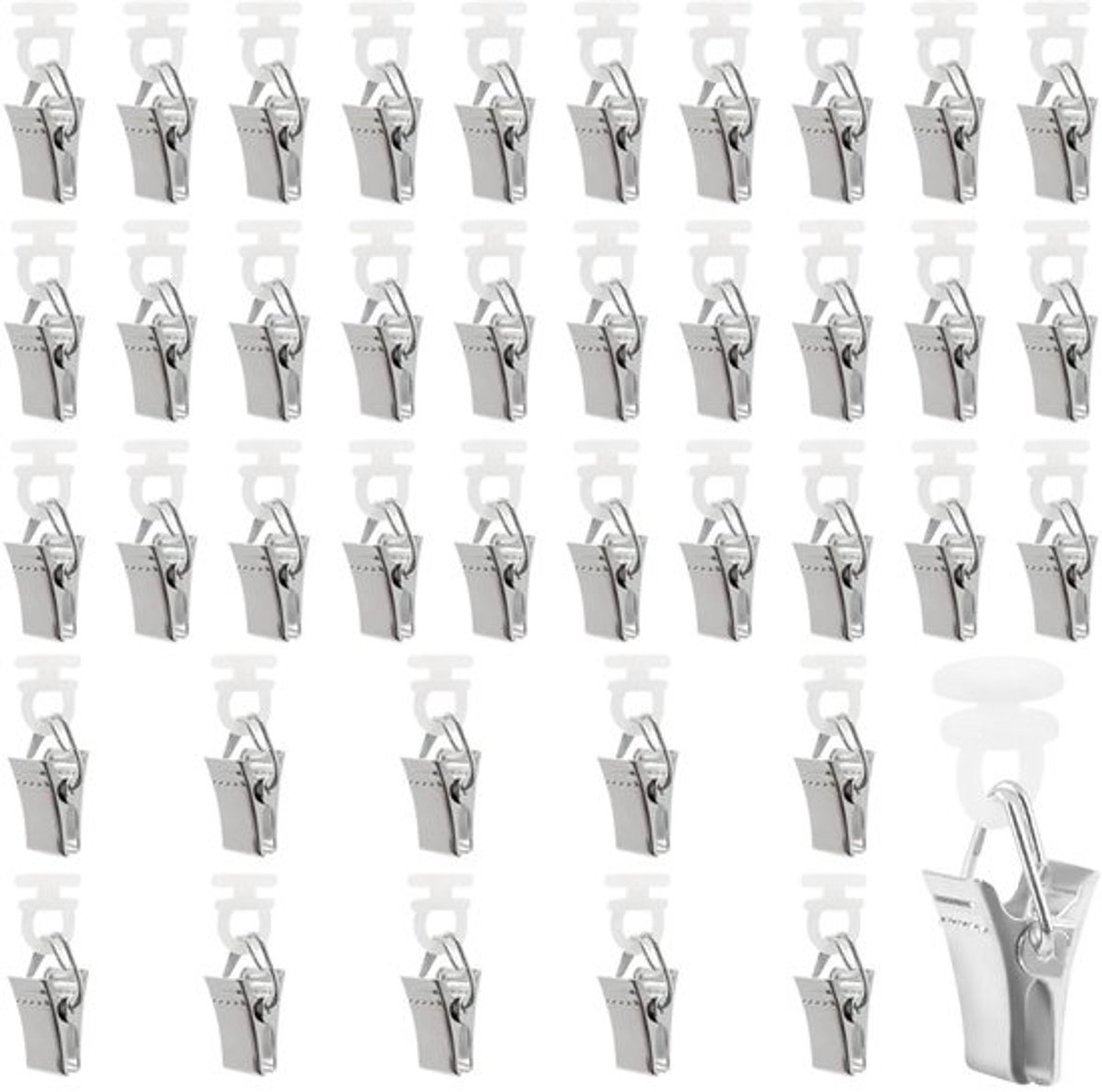 Gordijnhaken 50 Stuks - Gordijnhaken met Rollen - Gordijnklemmen - Klemmen voor Gordijnen - Kunststof/IJzer - Eenvoudige Installatie - Gordijnclips