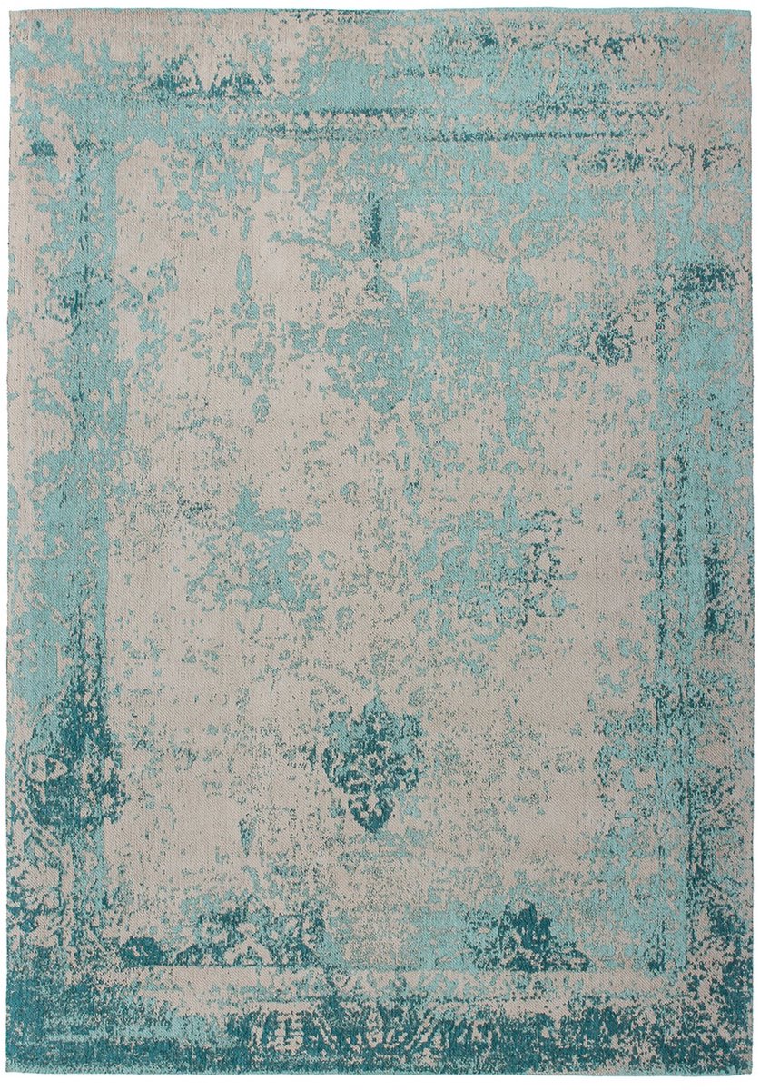 Padiro vlakgeweven vloerkleed 120 x 170 cm - turkoois - modern abstract design - geschikt voor vloerverwarming - van katoen en polyester