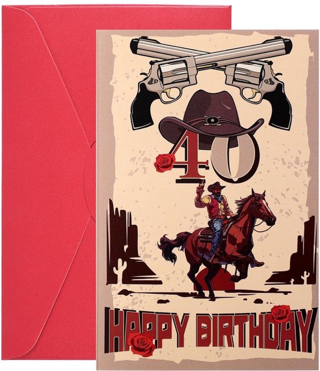 Verjaardagskaart Grappig 40e - Verjaardagskaart Mannen - Wenskaart met Envelop - Veelkleurig - Cadeau Idee - 20,5x13,4cm