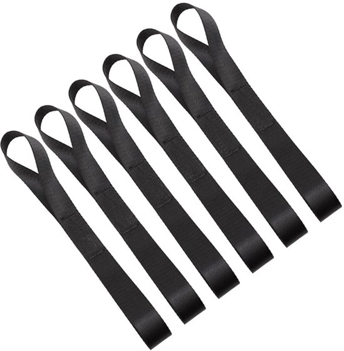 Sjorlussen 6 stuks - Spanbanden met lussen - Sjorbanden voor motortransport - Duurzaam polyester - Zwart - 30x2,5 cm