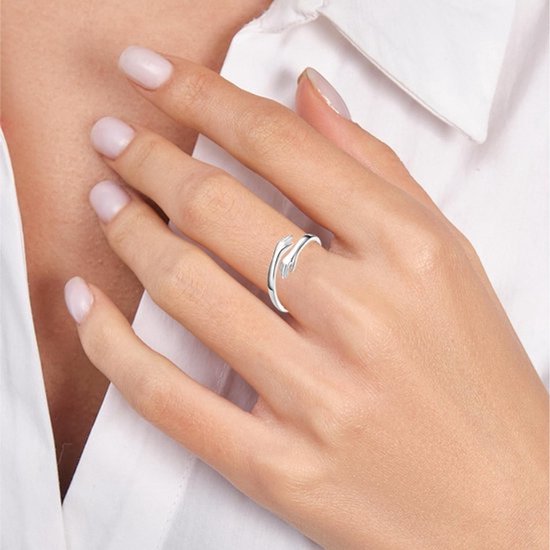 Knuffelring verstelbaar - Innovatief ontwerp - Verzilverd materiaal - Hypoallergeen - Roestvrij - Zacht aanpassend design - Ring — afbeelding 2