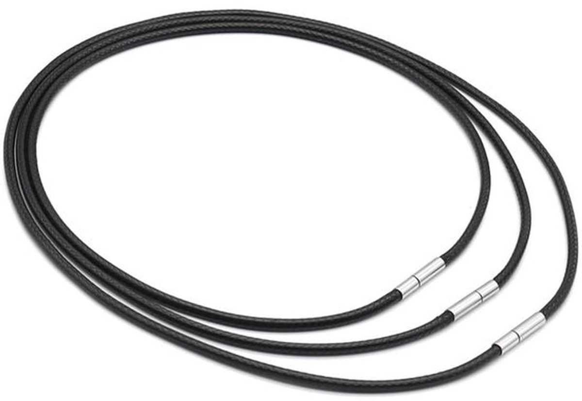 Koord 3 Stuks - Leren Ketting - Draaibaar Slotontwerp - Waterdicht - 3 mm Dikte - Lengte 40/45/50 cm - Halsketting