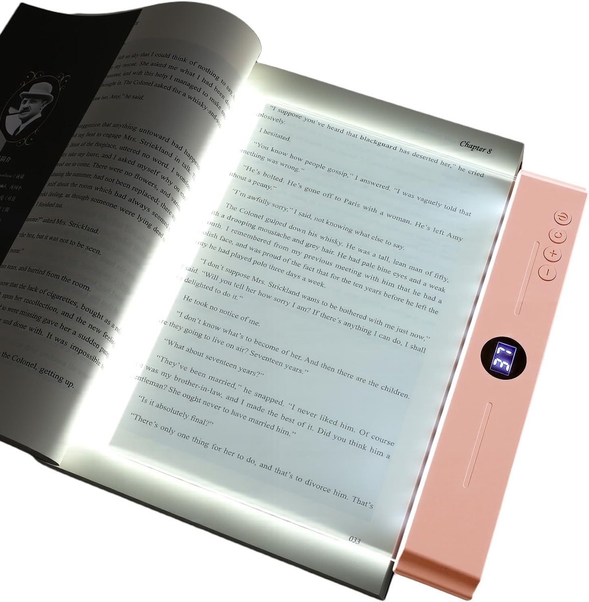 Leeslampje voor boek - Roze - Platte Dimbare Oplaadbare LED Leeslamp met 3 Kleuren en Timer - Voor Nachtelijk Lezen