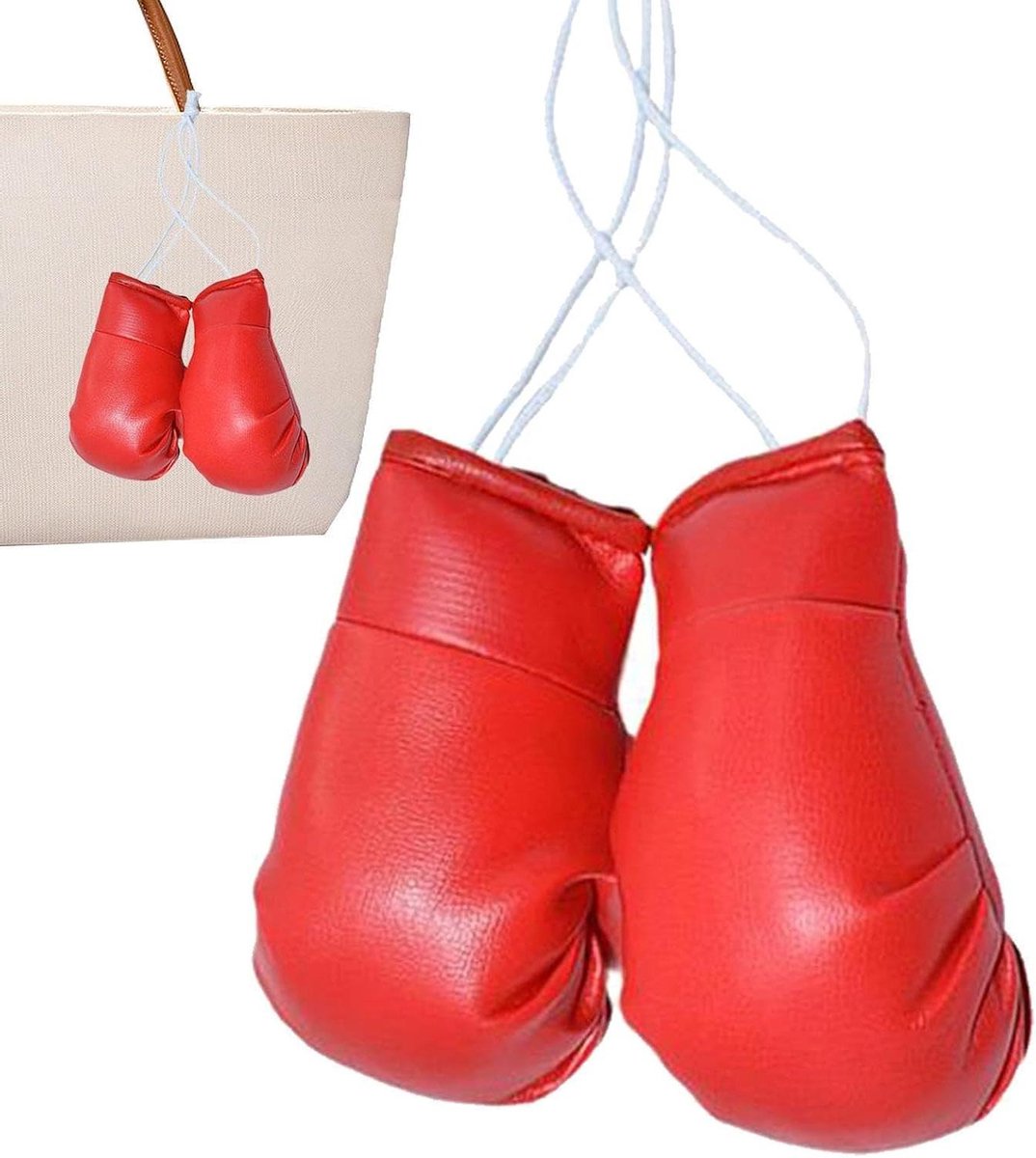 Mini Bokshandschoenen - Autohanger Decoratie - Auto Interieur - Realistisch Ontwerp - 10x6cm - Rood