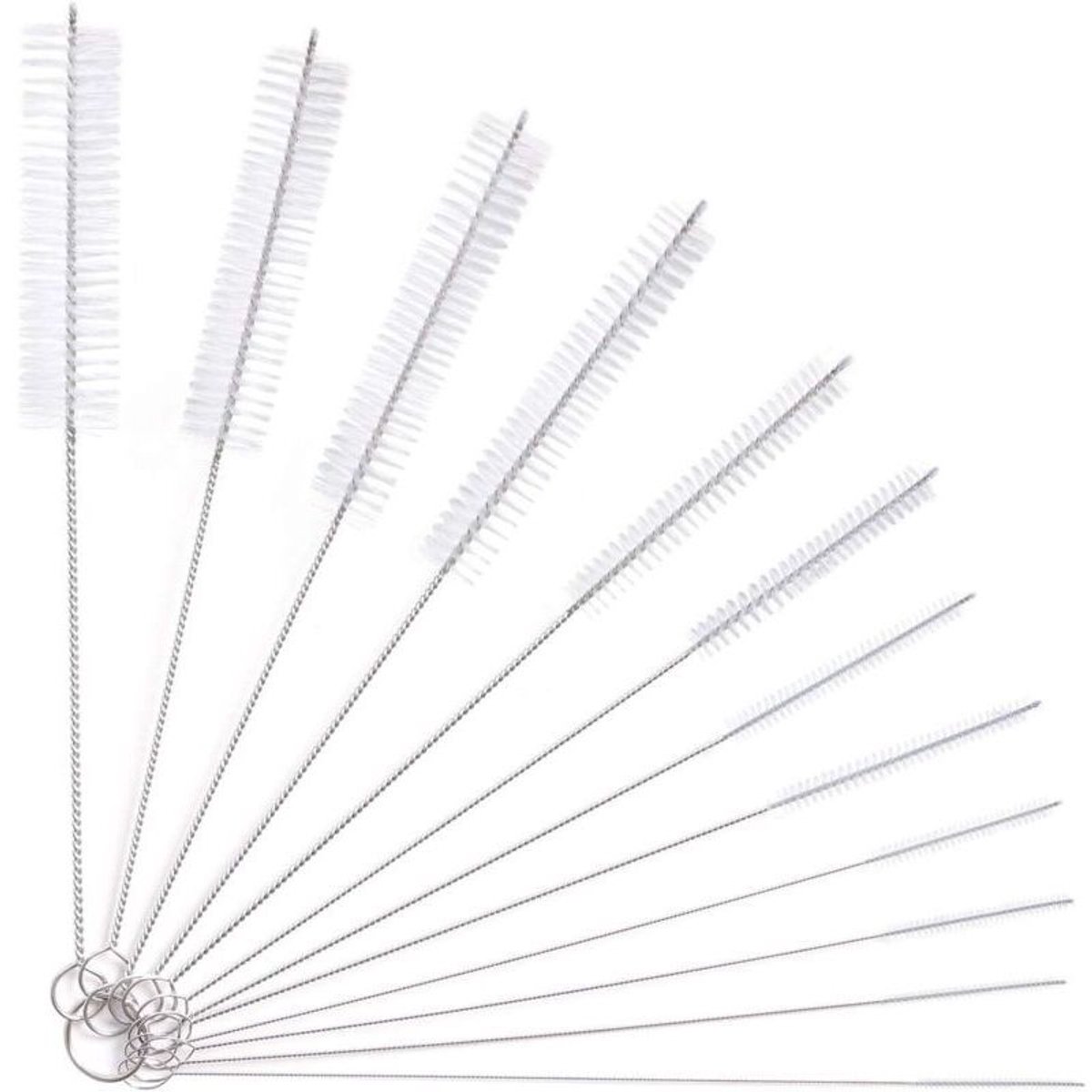 Set van 12 buisreinigingsborstels, geschikt voor het reinigen van glazen babyflesjes, babyflesjes, waterkokers, toetsenborden, slangen, enz.