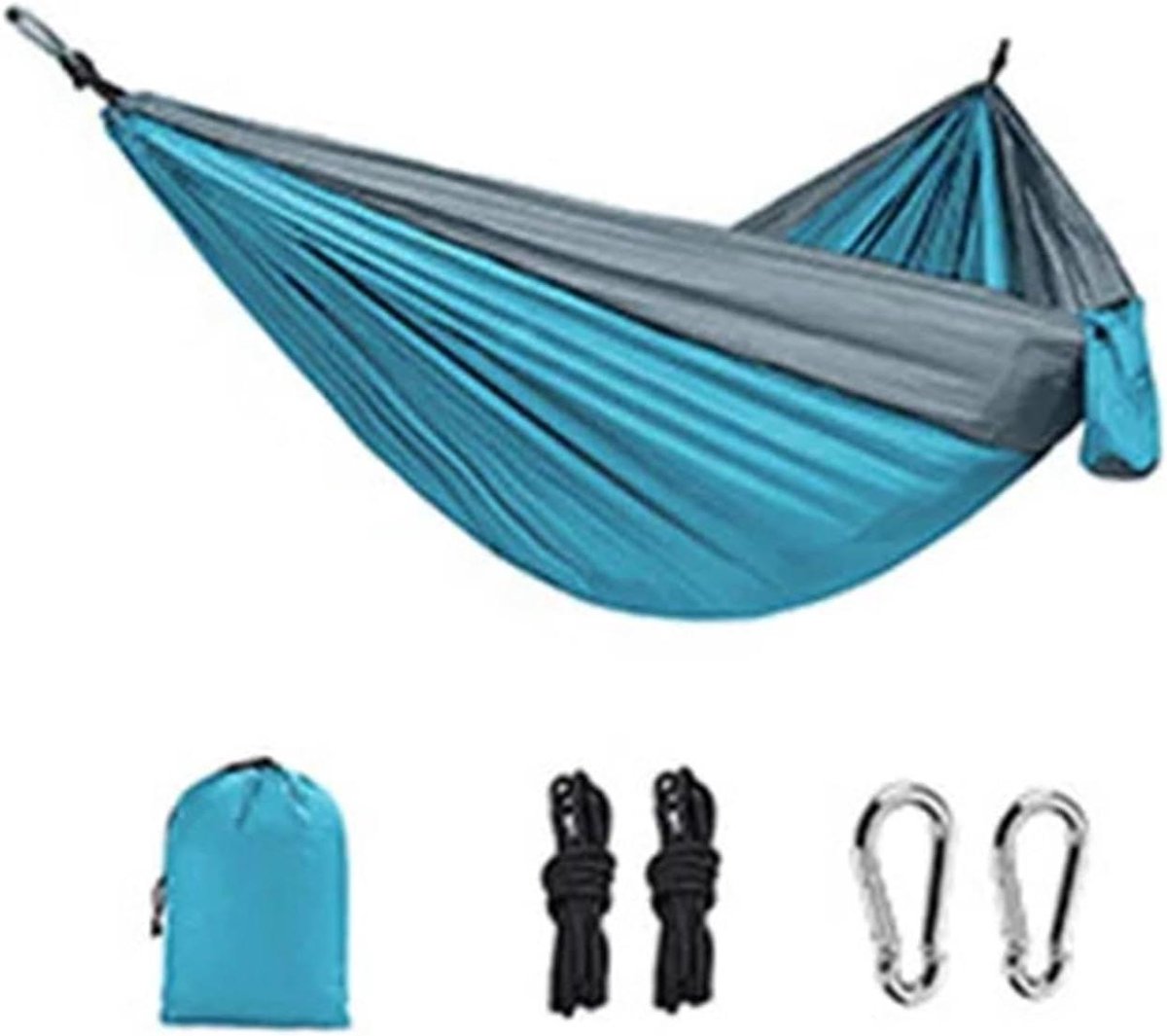 Hangmat met frame - Toeristische hangmat campinghangmat - Ontspannen in de natuur - Scheurvast parachuteweefsel - Voor twee personen - 03