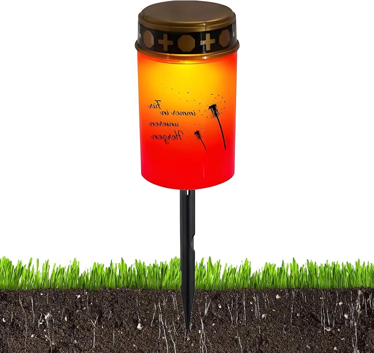 Graflichten LED - Herdenkingslicht Kaarslampje - Begraafplaats Decoratie - Realistisch Vlam Effect - 1 Stuk - Rood