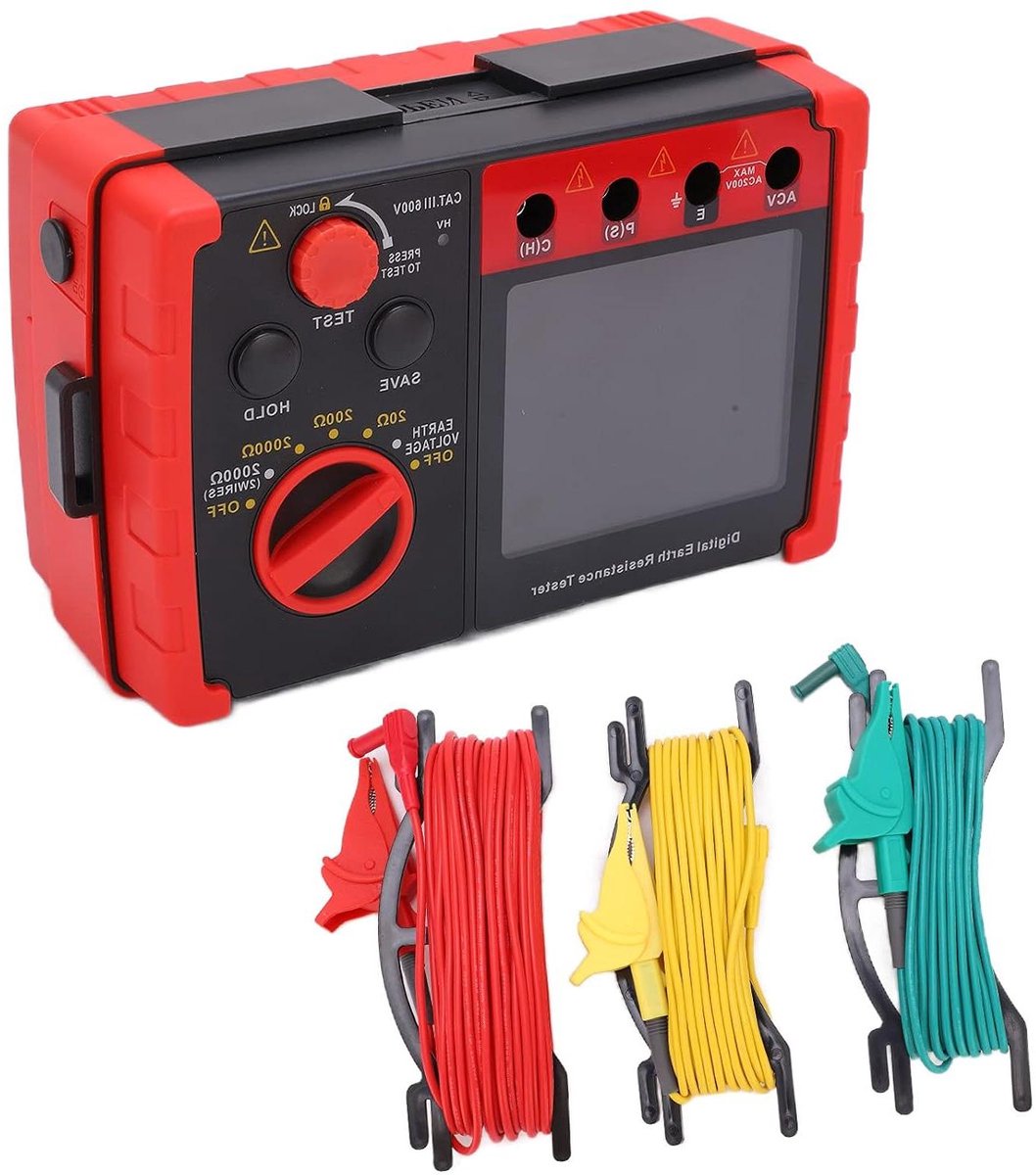 Digitale Aardweerstandstester - Aardtester Meetinstrument - Nauwkeurig Meten - Verbeterde Veiligheid - 200V AC - Grijs