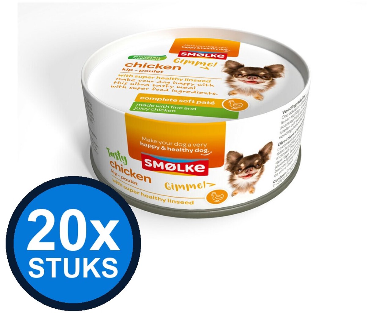 Smølke Smølke hond soft paté chicken 125gr