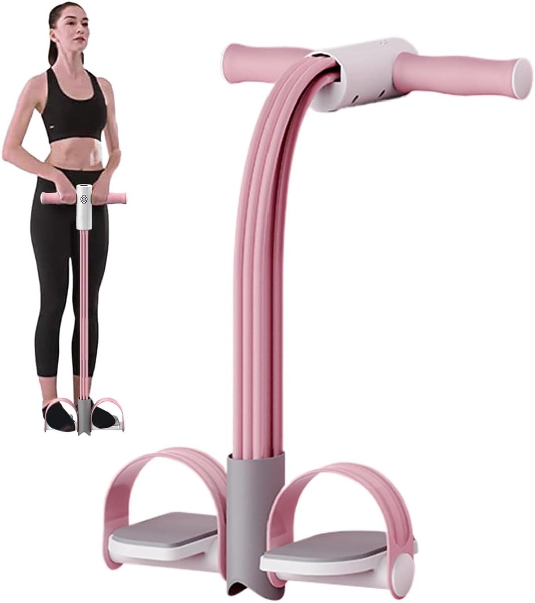Fitness Pedaal Trainer - Been Versterker - Thuis Trainen - Met Stemtelling - 126 cm Uitgerekt - Roze
