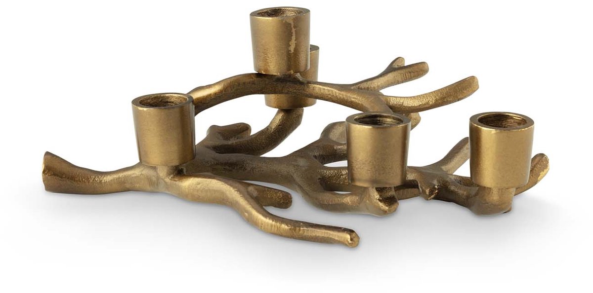 vtwonen - Kandelaar - Metaal - Goud Tak - 24x13x9.5 cm