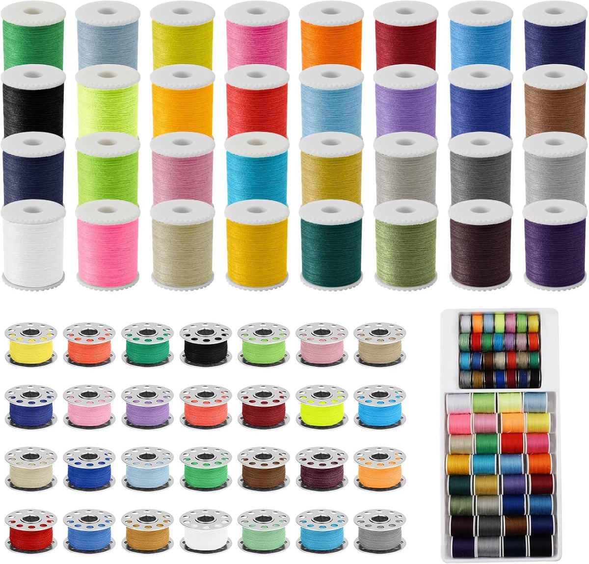 60 spoelen naaigaren set voor naaimachine, naaigaren voor naaimachine, gemengde kleuren draad, polyester draad naaiset