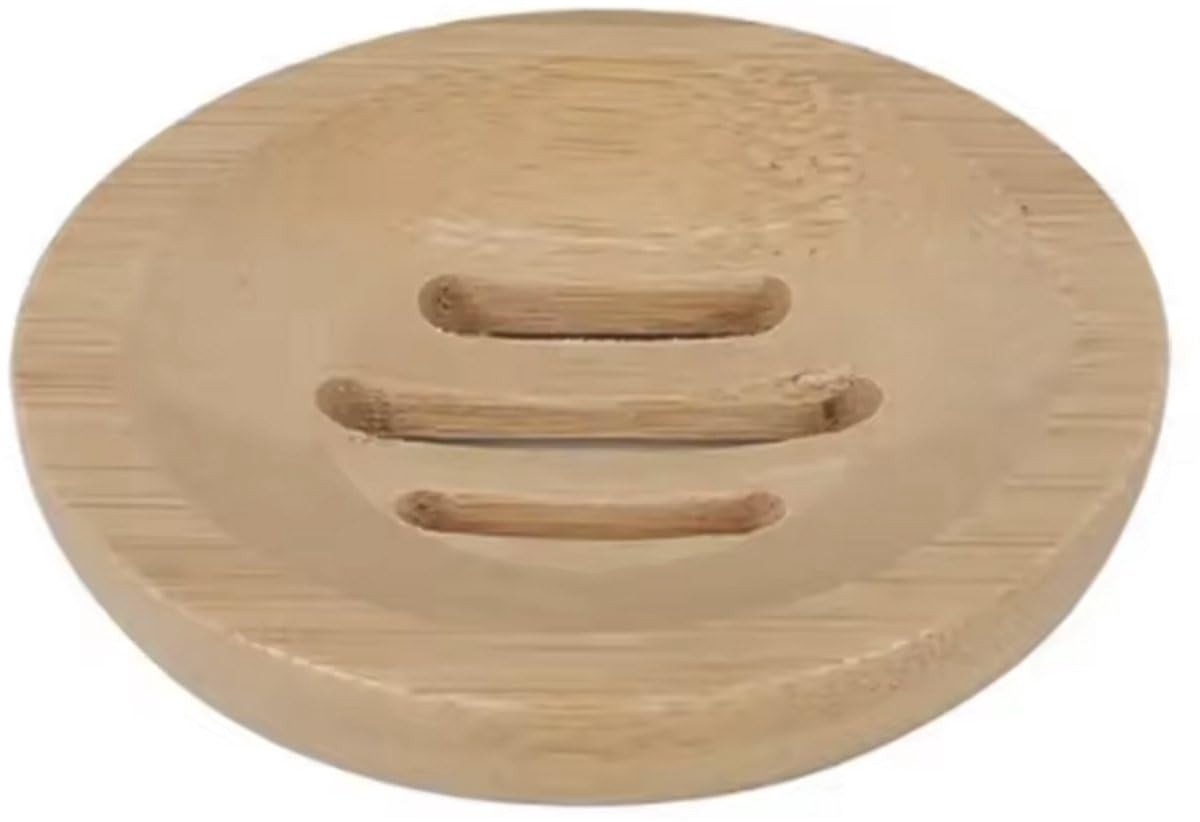 Dailygoods- Zeepbakje Duurzaam Bamboe - Ronde Zeepbakje - Houten Zeephouder - Badkamer Accessoire - 8CM - Milieuvriendelijk - Zeepdispenser