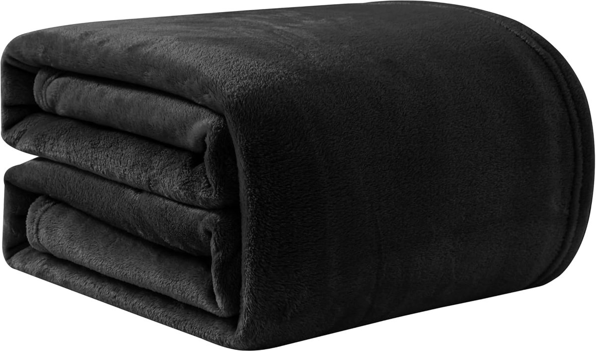 Nite Fleece deken pluizige dekens 130 x 150 cm flanel warme zachte plaid voor bank bank sprei (zwart, eenpersoons)