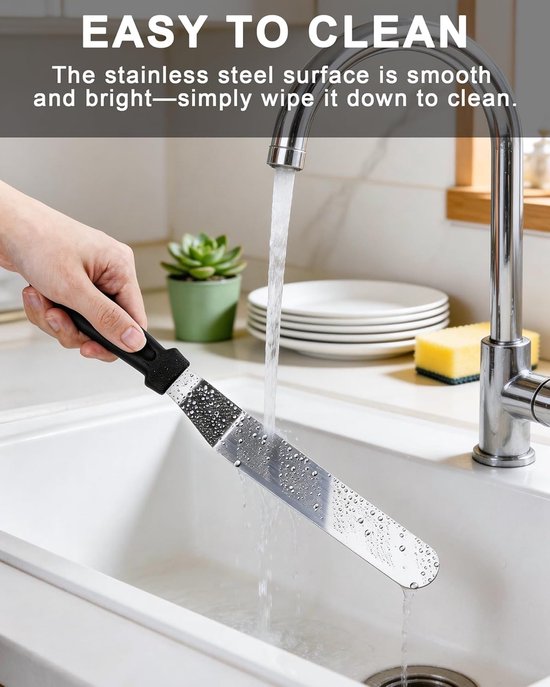 Spatula Set 2 Stuks - Offset Spatula/Paletmes RVS 15cm & 20cm, Schuin Hoekpalet Taartspatel met Antislip Handgreep, voor Glazuur, Botercrème, Fondant en Taart Decoreren — afbeelding 5