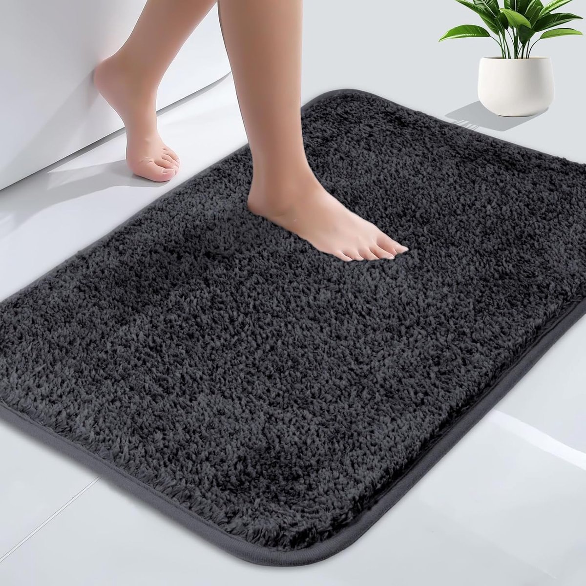 Absorberende toiletmat, antislip extra zachte badkamermat, microvezel pluizig ruig toilettapijt, machinewasbaar, sneldrogende badmat voor badkamer, Rechthoekig, dik toilettapijt, 40 x 60 cm