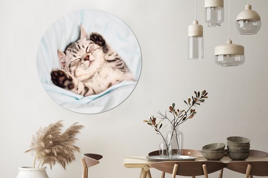 WallCircle - Cercle Mural - Cercle Mural - Chaton - Lit - Pieds - Filles - Enfants - Garçons - Enfant - Aluminium - Dibond - 140x140 cm - Intérieur et Extérieur