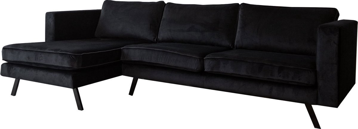 Hoekbank deluxe 150x270 cm Lichtgrijs - Velvet, 3 zits en loungebank - Voor Dagelijks Gebruik, Thuis en Professioneel Gebruik
