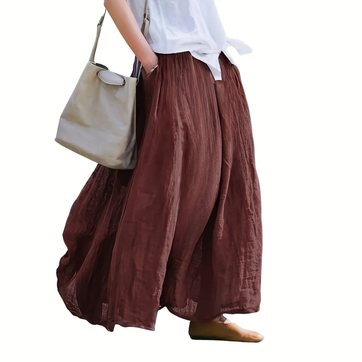 Currero Broekrok Dames Skort Skirts Skirt Rok Midi Korte Broek Culotte Wandelrok Rokje Legging Kastanjebruin