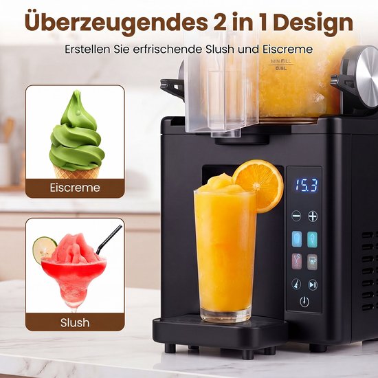 COSTWAY Slush-machine, 1,5 liter, geen ijs nodig, slush-ijsmachine met led-touch-bediening, 4 modi en zelfreiniging, voor slush, softijs, frappés en frozen cocktails van Costway — afbeelding 4