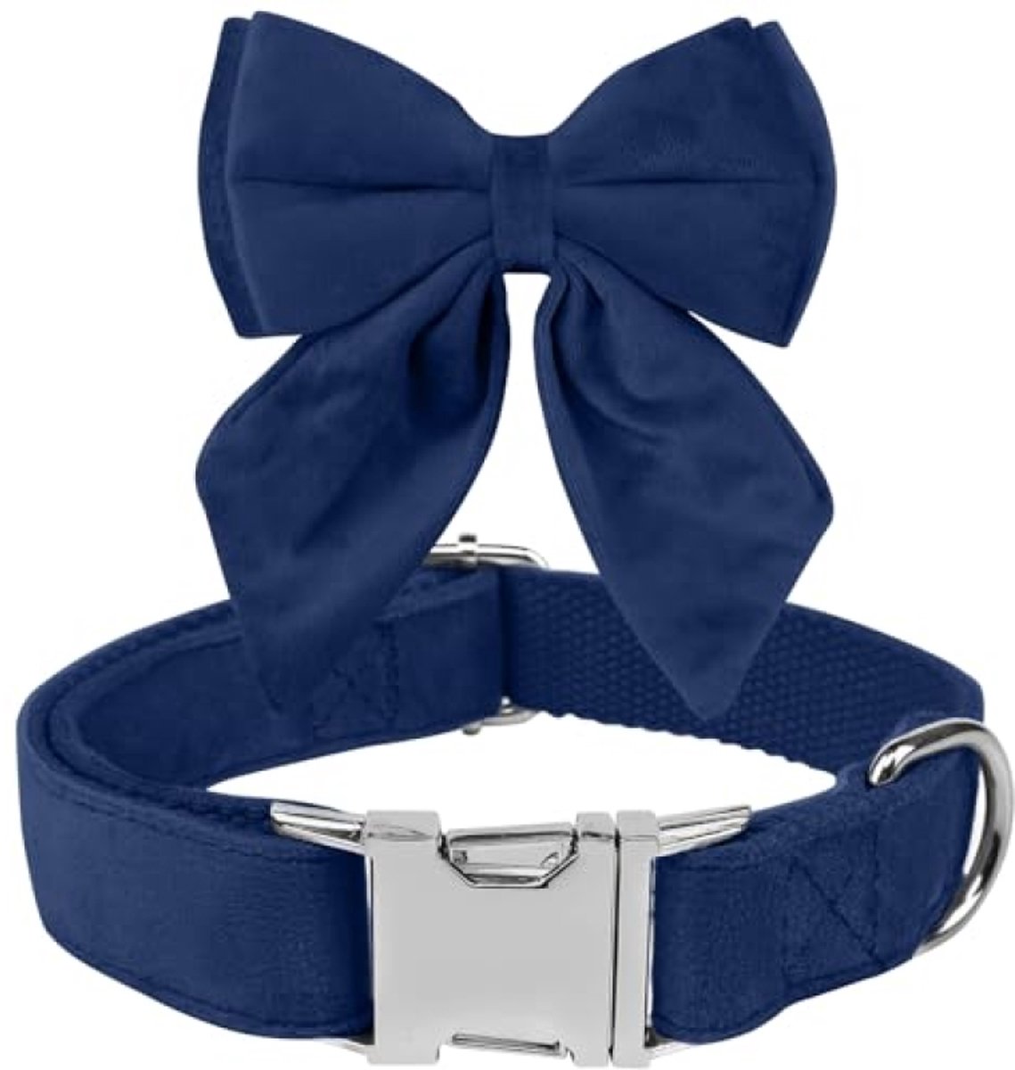 Osamix Fluwelen hondenhalsband met vlinderdas - Comfortabel & Verstelbaar - Blauw, Large