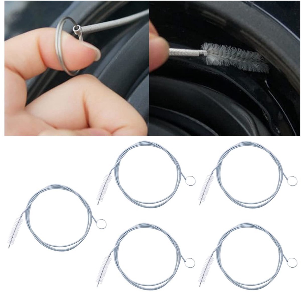 Dailygoods- Afvoerborstel 5 Stuks - Flexibele Buisborstel - Nylon/Roestvrij Staal - Ontstopper voor Zonnedak - Reiniger voor Vervuiling - Lange Borstellengte 150cm