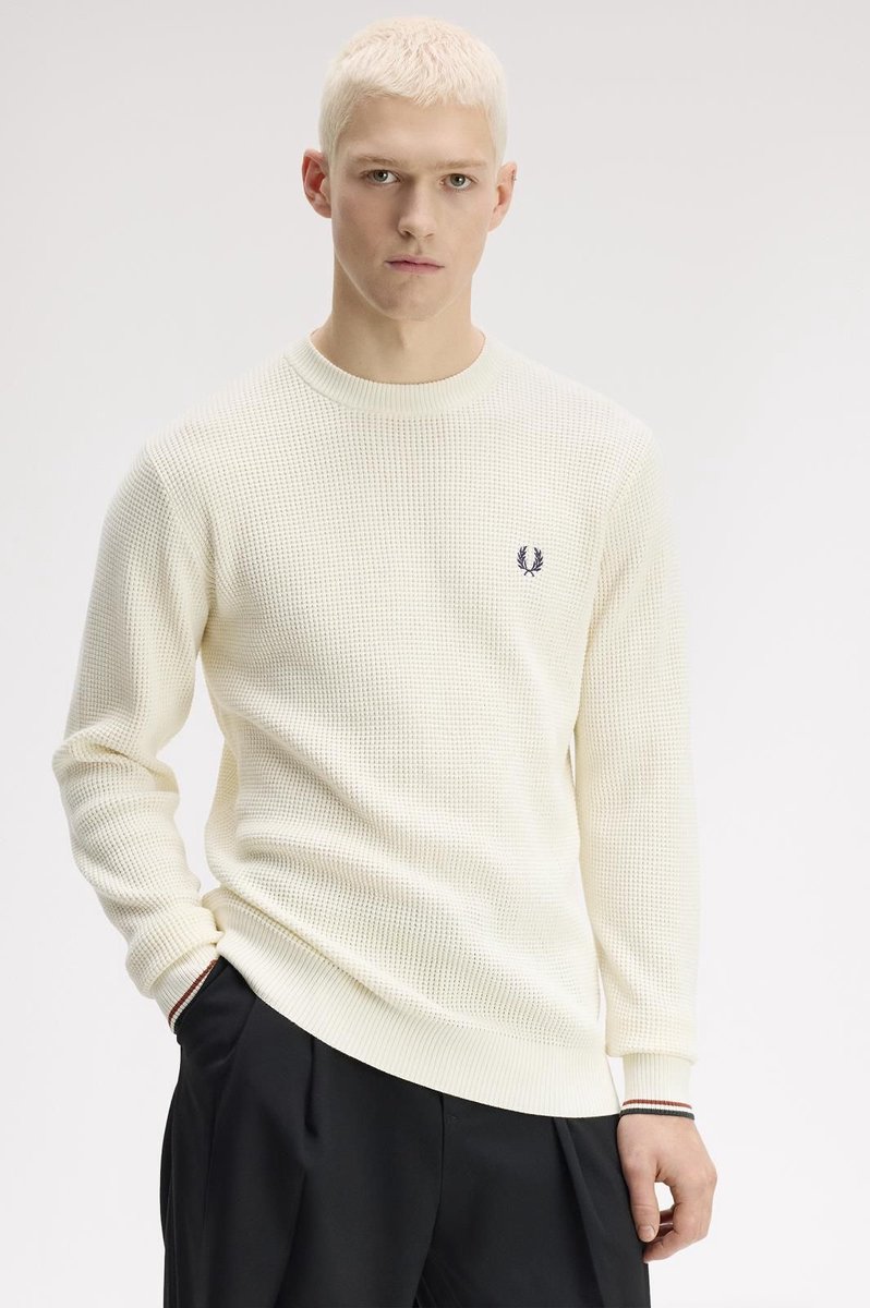 Fred Perry Waffle Stitch Jumper Ecru