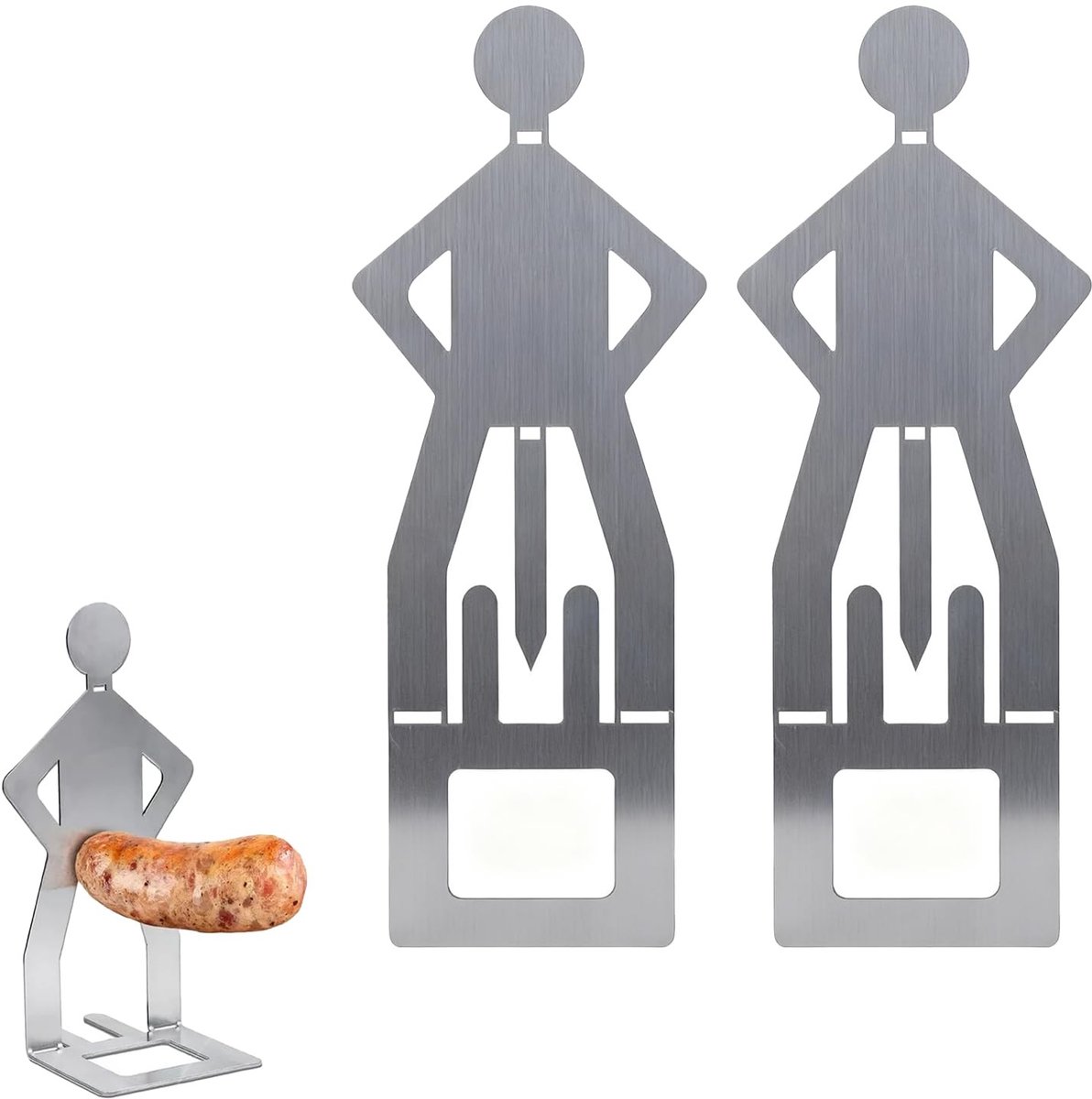 Dailygoods- Hotdoghouder Draagbaar - Roestvrij Staal - Worsthouder BBQ - Grappig Design - Barbecue-accessoire - Eenvoudig te Reinigen