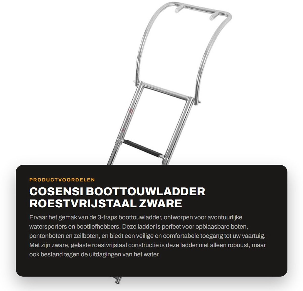 Dailygoods- Boottouwladder Heavy Duty - Roestvrijstalen Telescopische Ladder - Opvouwbare Klimtouwladder - Antislip Treden - Comfortabele Handgrepen - Duurzaam Ontwerp - Scheepsladder