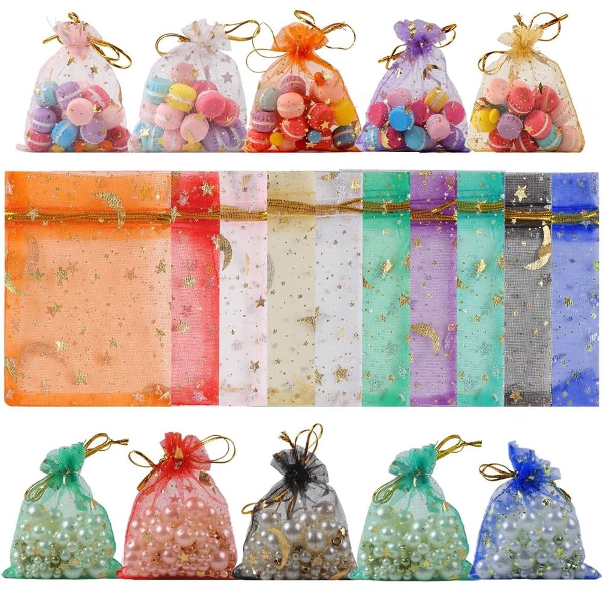 Dailygoods - Megcdtr Organzazakjes, 100 stuks, 9 x 12 cm, organzazakjes, 10 kleuren, sieradenzakjes, lavendelzakjes, geschenkzakjes, organza voor bruiloft, verjaardag, Kerstmis, Valentijnsdag