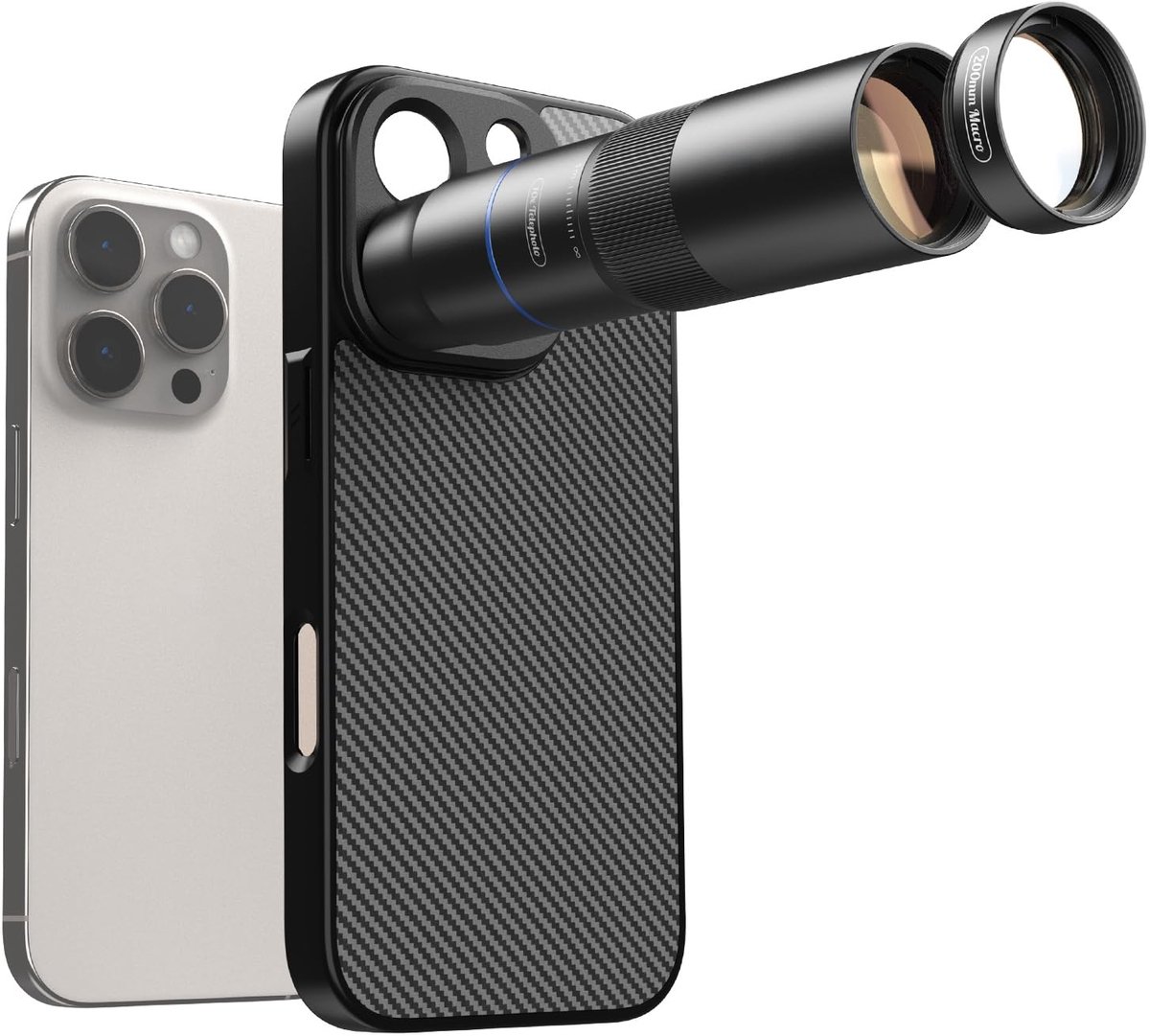 Dailygoods - 10X Telelens en Macrolens voor Mobiele Telefoons - Ultralicht en Compatibel met iPhone 16 Pro
