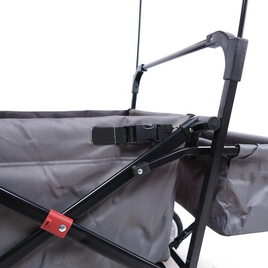 Opvouwbare Bolderkar - Transportwagen Kinderen - Strand Gazon - Inklapbaar met Dak - 80x46x27cm - Grijs van Opvouwbare Bolderkar — afbeelding 2