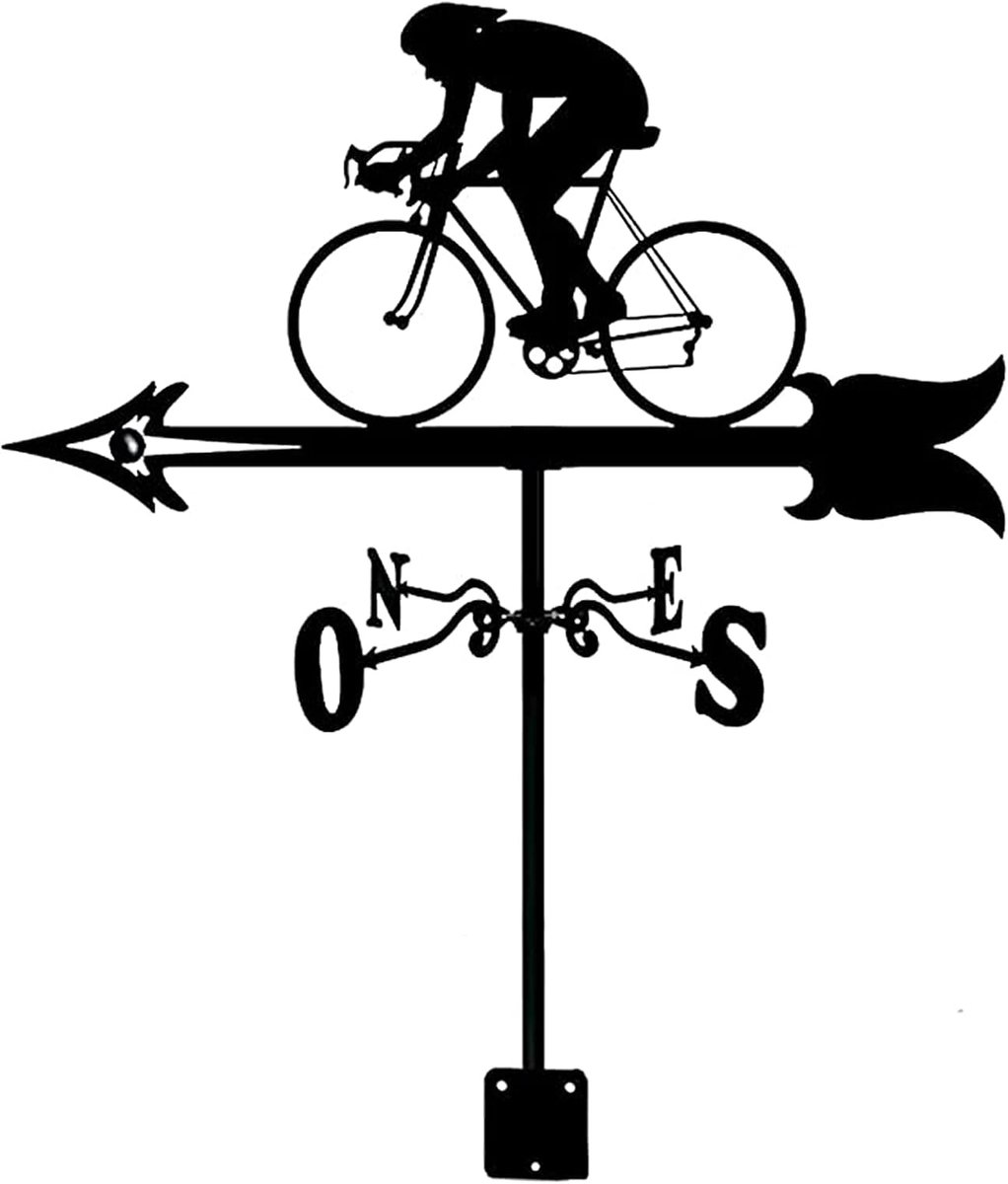 Fiets Windwijzer - Tuindecoratie Windmeter - Buiten Decoratie - Roestwerende Coating - 35x50cm - Zwart