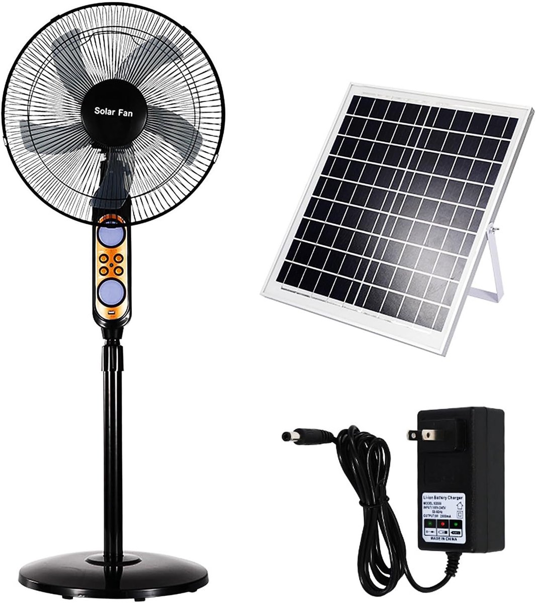 Staande Ventilator - Zonne-energie - Afstandsbediening - Instelbare Oscillatie - Voor Industrieel en Commercieel Gebruik