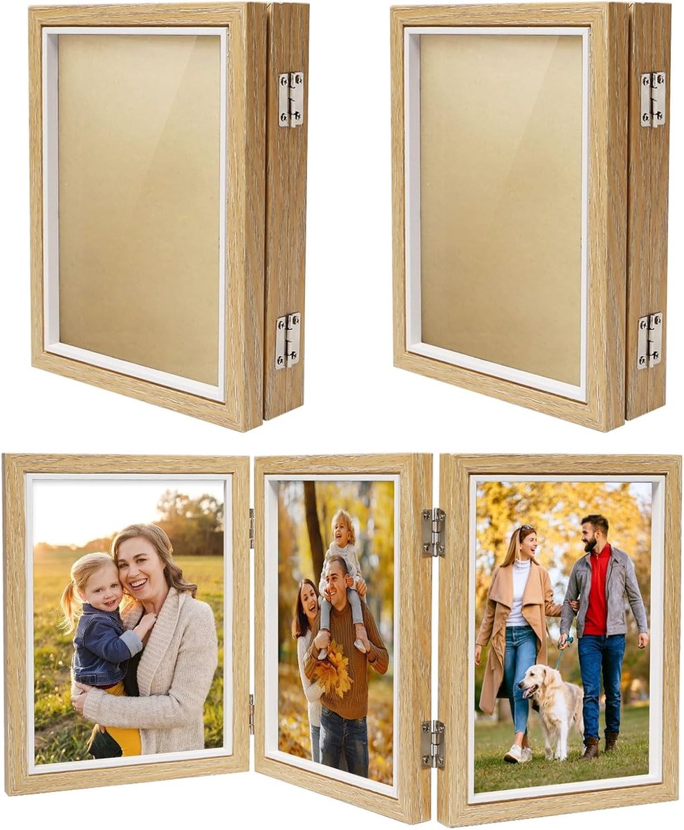 Fotolijst Collage - Houten Fotolijst - Opklapbaar Ontwerp - Geschikt voor 3 Foto's - Voor Thuisdecoratie