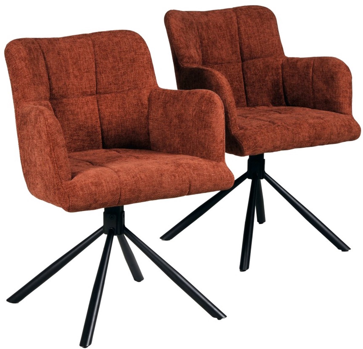 Set van 2 MILA draaibare eetkamerstoelen / Baksteenbruin